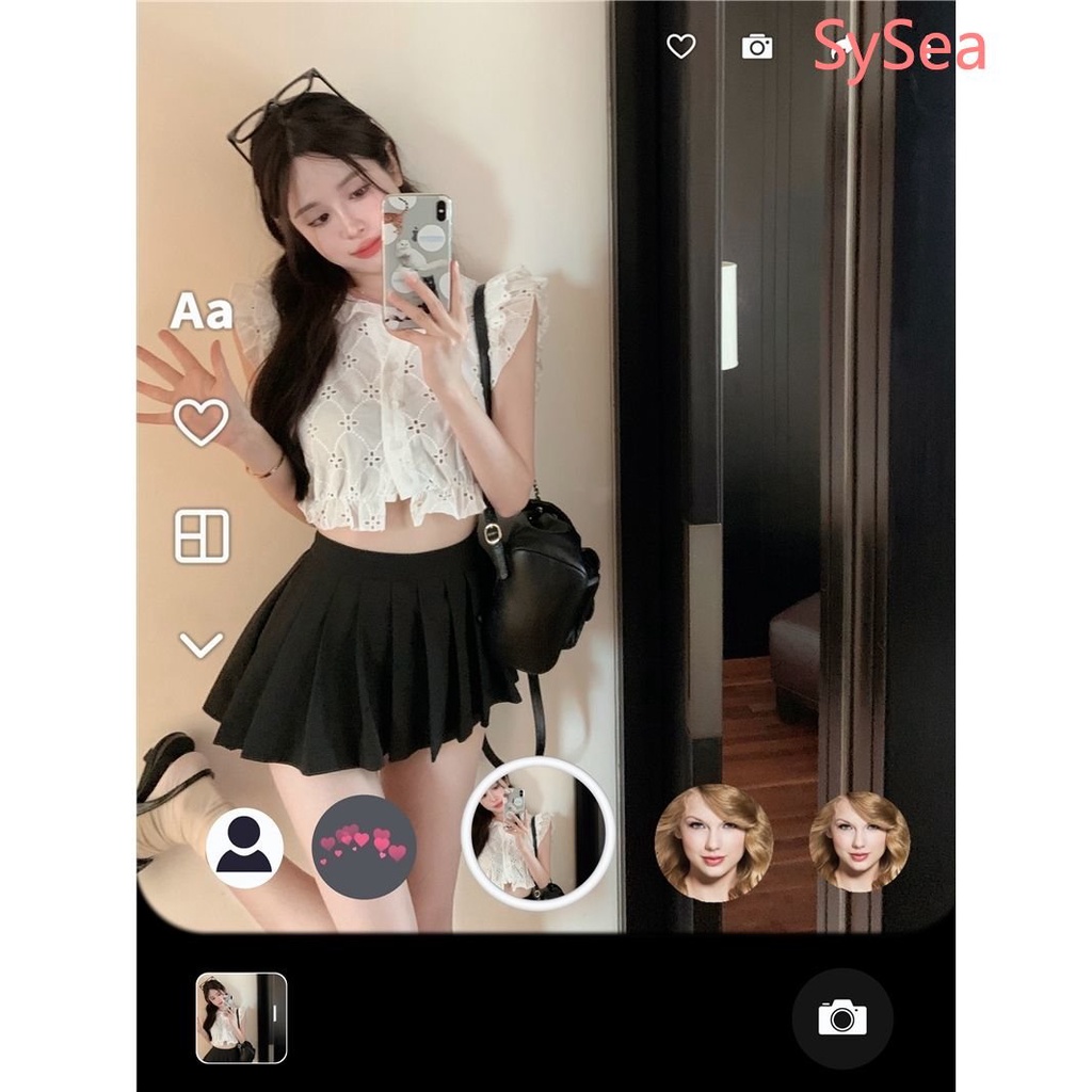 Áo Croptop Cổ Thuyền Phối Bèo Thời Trang Mùa Hè Cho Nữ