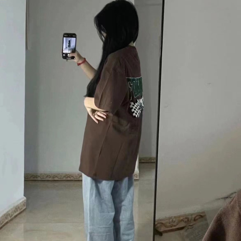 COZOK Áo Thun Tay Ngắn Dáng Rộng In Hình Thời Trang Kiểu Vintage