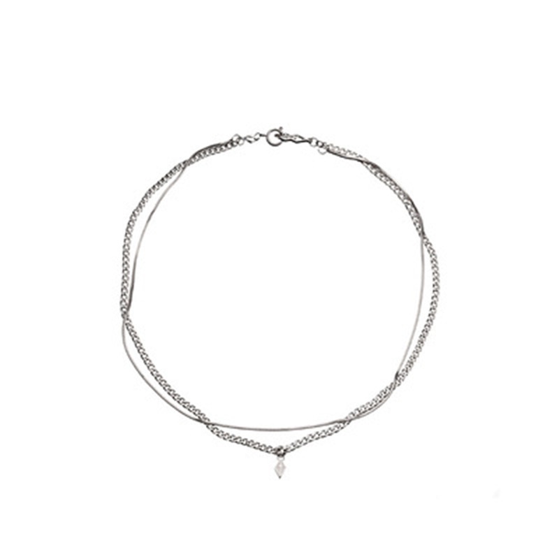 Vòng cổ Hai Lớp Bằng Thép Titan Phong Cách Hip Hop Mới Phổ Biến Cho Nam