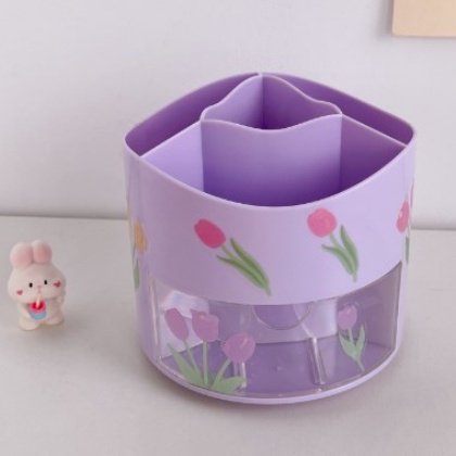 Rotating pen container desktop stationery storage box