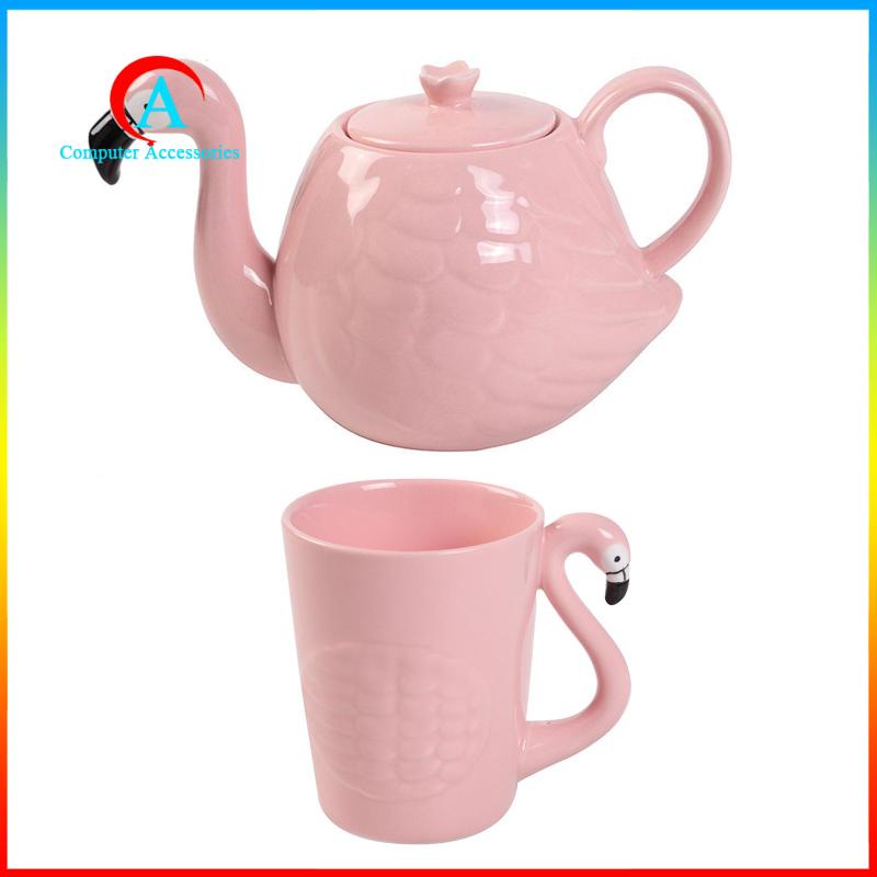 Ấm Trà Sứ Hình Chim Hồng Hạc 3D Sáng Tạo
