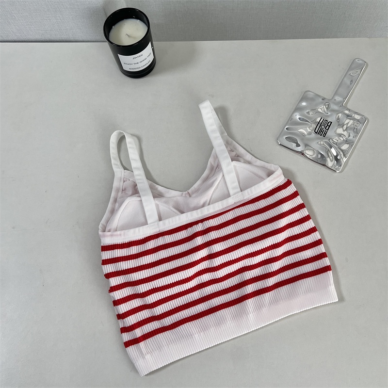 SUXI Áo Croptop Kẻ Sọc Có Mút Đệm Ngực Thời Trang Mùa Hè Cho Nữ