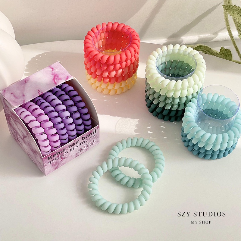 Set 6 Dây Buộc Tóc Cao Su Co Giãn Màu Kẹo Đơn Giản Thời Trang Hàn Quốc