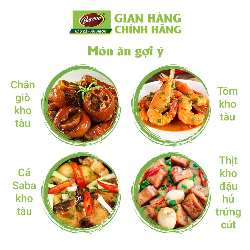 Combo 3 Gói Gia Vị Thịt Kho Tàu Barona 80g ướp ngon chuẩn vị không cần nêm nếm