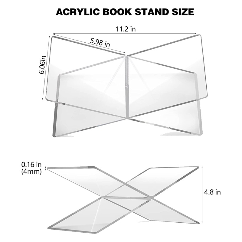Set 2 Giá Đỡ Sách Bằng Acrylic Trong Suốt Dùng Trưng Bày Và Đọc Sách