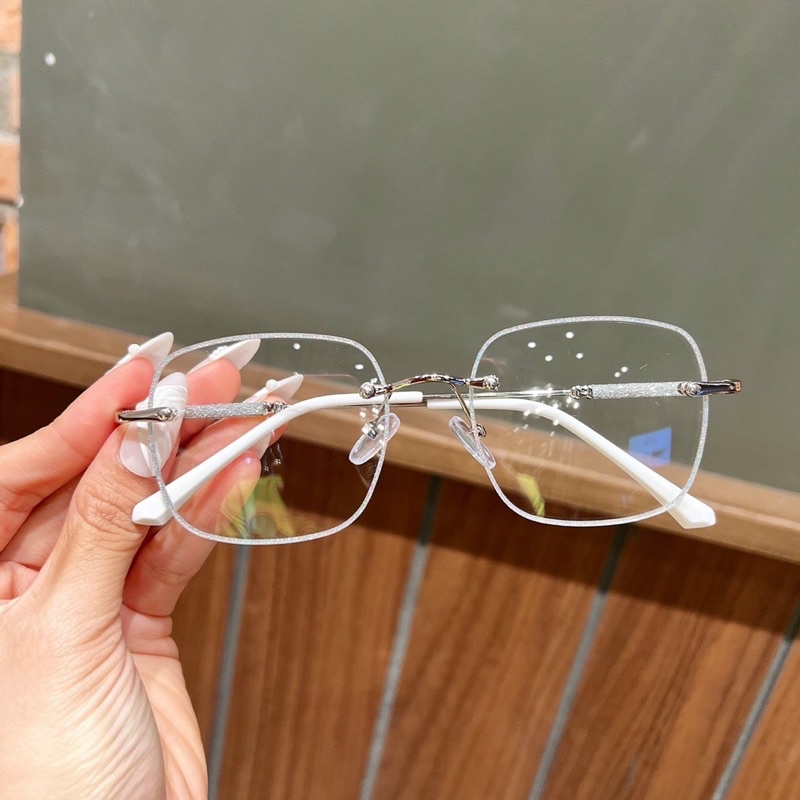 Gọng Kính Không Viền Vuông Nhỏ Gọng Phối Kim Tuyến Đẹp HotTrend