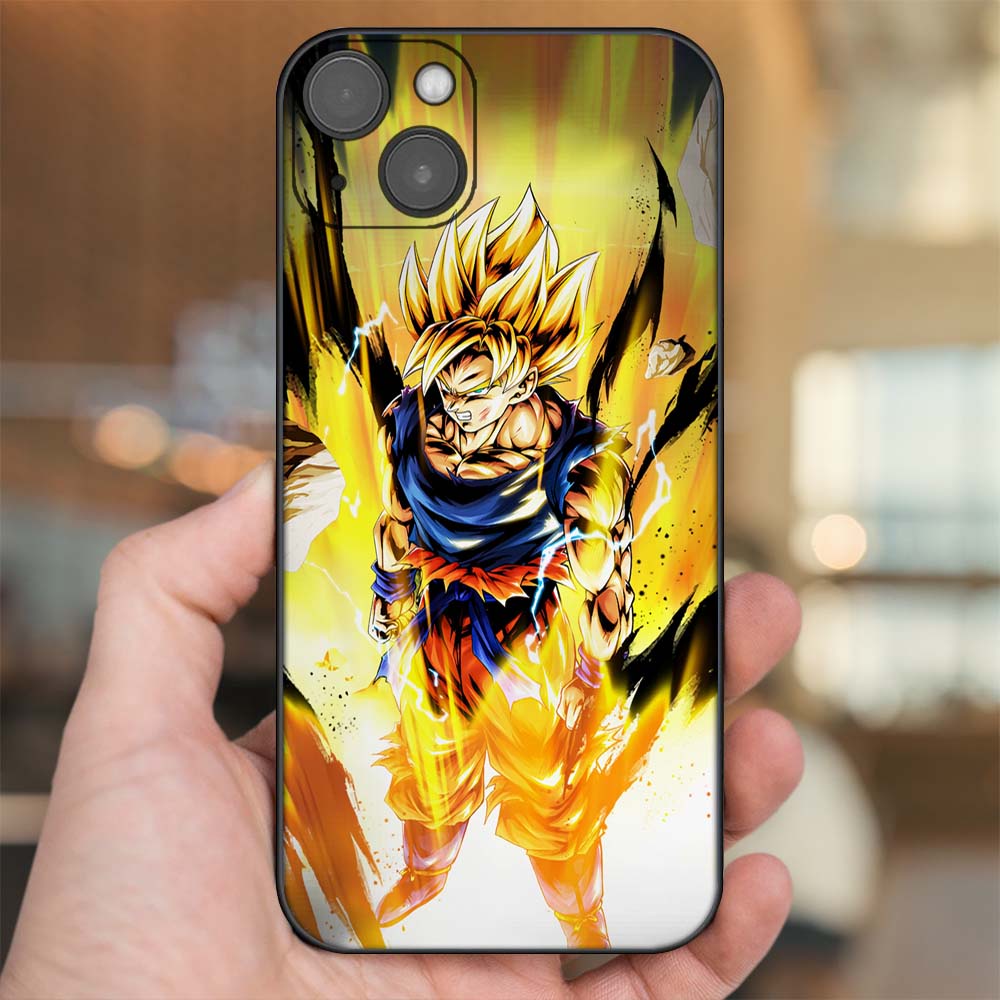 Ốp lưng iPhone 14 Plus dẻo đen cạnh vuông in hình Son Goku Dragon Ball Super Saiyan
