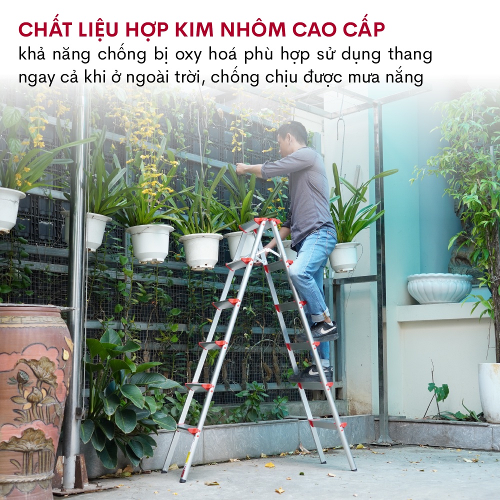 Thang nhôm gấp chữ A FUJIHOME DL-206 3-4-5-6 bậc gọn nhẹ chắc chắn - Bảo hành điện tử toàn quốc 24 tháng