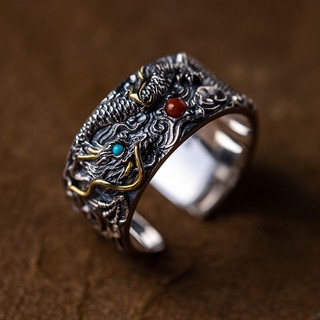 Nhẫn bạc thái hình rồng độc đáo cho nam