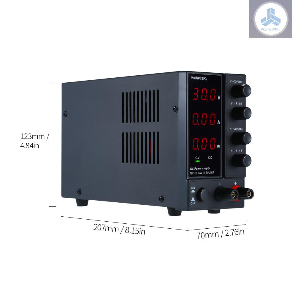Wanptek NPS306W 0-30V 0-6A Switching DC Power Supply 3 Digits Display LED High Precision Adjustable Mini Power Supply AC 115V/230V 50/60Hz Voltage & Current Regulated Dual Output