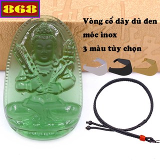 Mặt dây chuyền Phật Hư không tạng Pha Lê xanh lá kèm dây đeo - Hộ mệnh tuổi Sửu, Dần - Mặt Phật Bình an, Thịnh Vượng