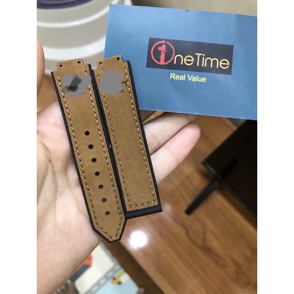 Dây đồng hồ HUBL Nữ lót da lộn vàng bò case 34,size dây 13-19-18(tặng tovit thay dây)