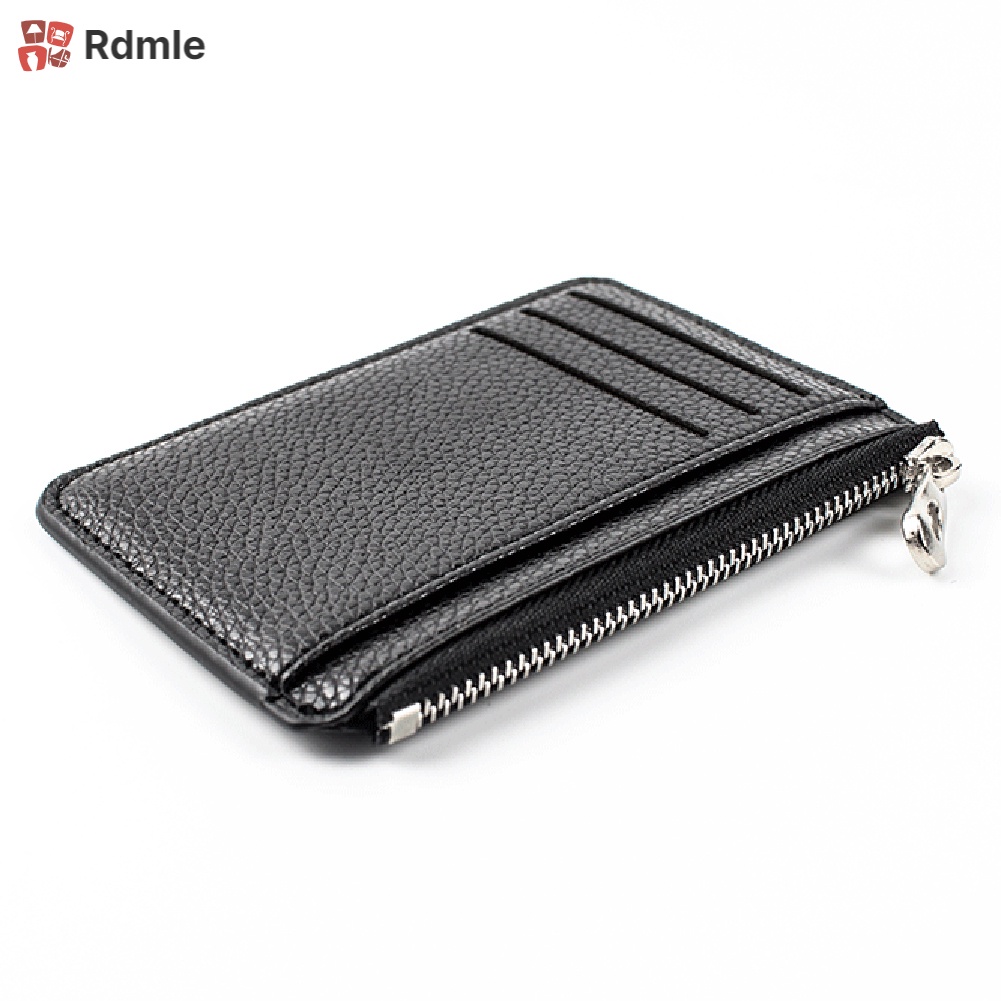 Ví Da PU Mini Màu Trơn Có Khóa Kéo Thời Trang Cho Nam