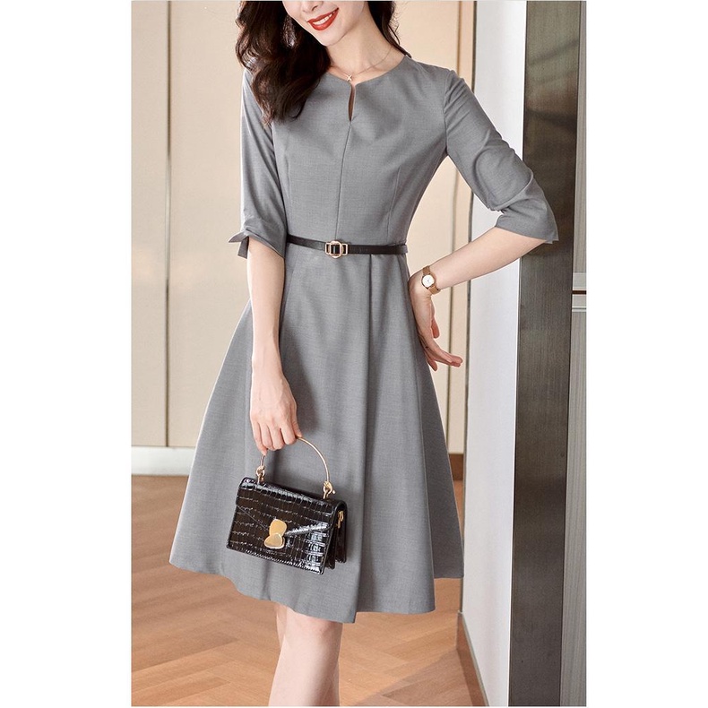 Đầm Tay Lỡ Ôm Eo Thời Trang Xuân Thu 2023 Phong Cách Mới Cho Nữ