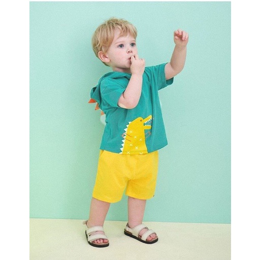 Bộ khủng long có mũ xanh vàng cho bé trai BMO002