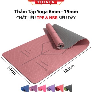 Thảm tập gym tại nhà chống trơn trượt dày 6mm-8mm cao cấp TIDATA, chất liệu TPE định tuyến