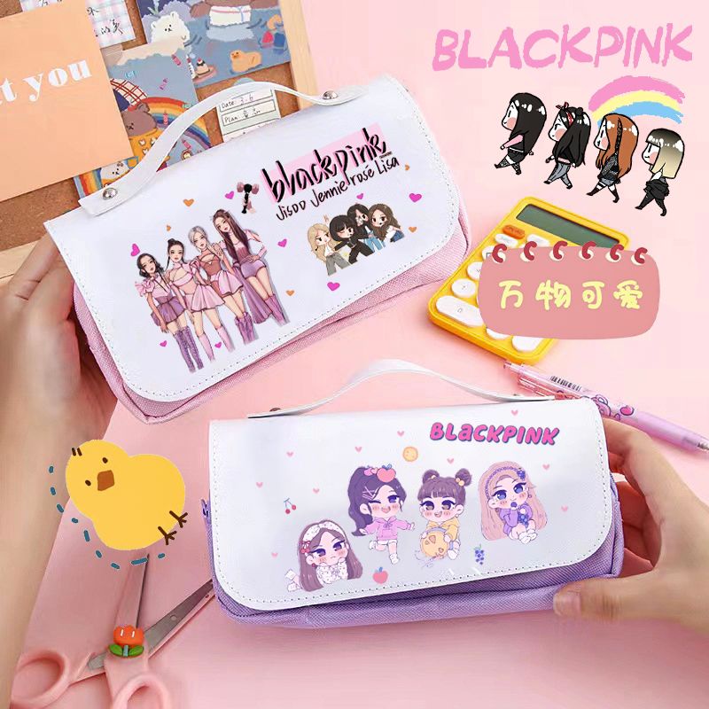 Túi Đựng Bút Dạng Phấn Viết Bảng Đen Kích Thước Lớn In Hình Blackpink Phong Cách Hàn Quốc Dành Cho Học Sinh Tiểu Học