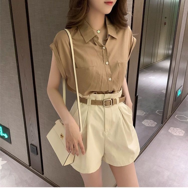 Set Áo Sơ Mi + Quần Short Thời Trang Mùa Hè 2022 Cho Nữ