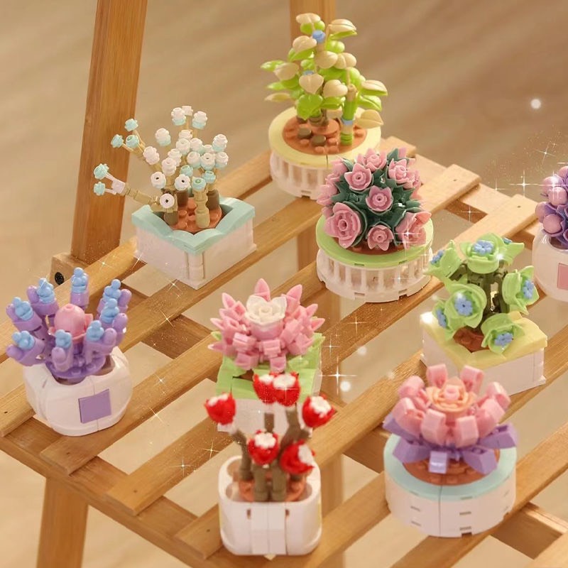 Bộ Đồ Chơi Lắp Ráp Đồ trang trí DIY AnAn Chậu Hoa Sen Đá cây mini cute đáng yêu dễ lắp