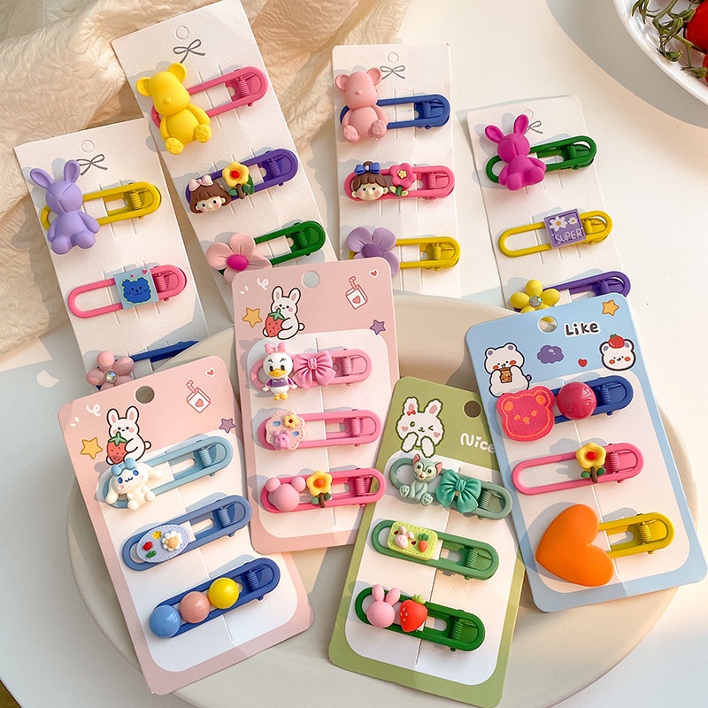 Bộ 3 Kẹp Tóc Hình Thú Hoạt Hình Dễ Thương Cho Bé Gái