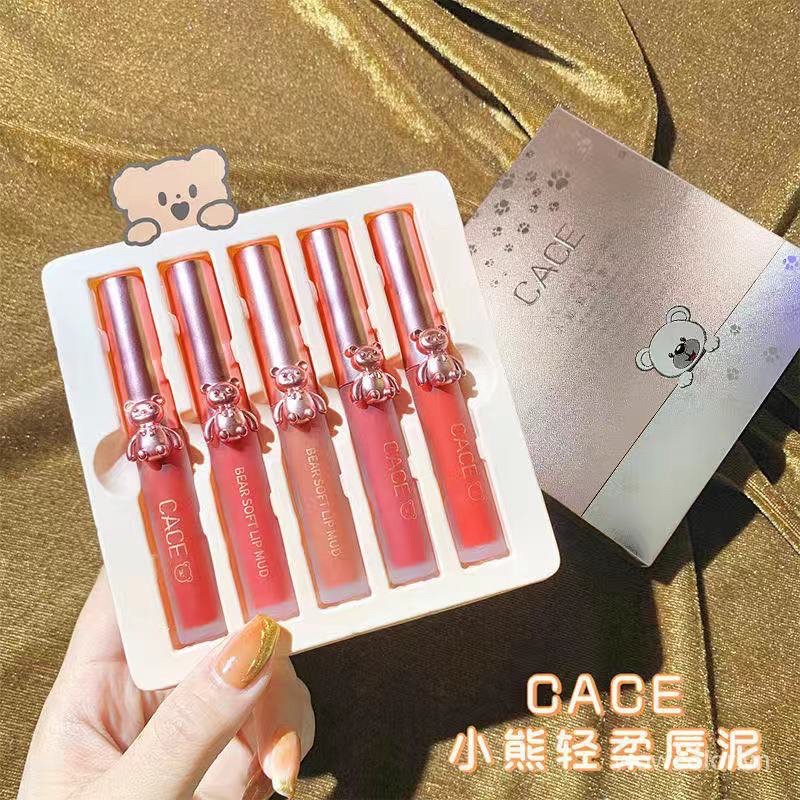 Hộp 5 Son Gấu CACE Nhung Lì Mềm Môi