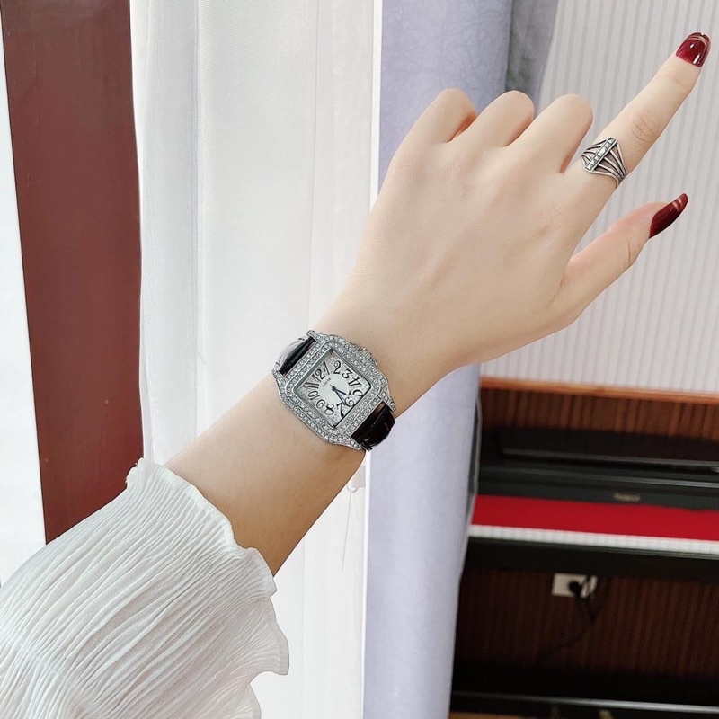 Đồng hồ nữ Scottie mặt vuông full đá hot trend bền bỉ sang trọng Mai Luxury Watch SC 9127
