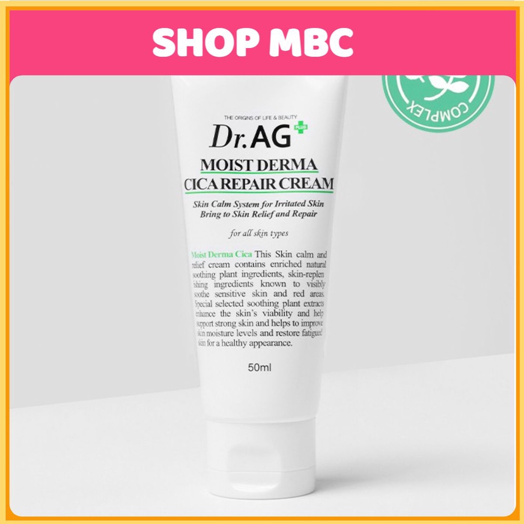 MBC Kem dưỡng ẩm và phục hồi cho da mụn DR.AG+ Moist DERMA CICA REPAIR CREAM