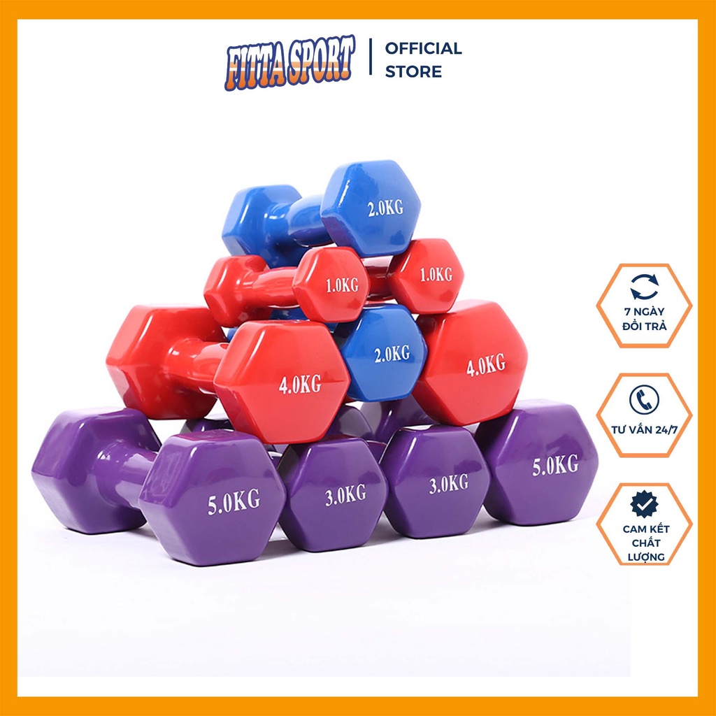 Tạ Tay 1kg 2kg 3kg 5kg Lõi Sắt Bọc Cao Su Nhỏ Gọn Cho Nam Nữ Tập Gym Yoga Tại Nhà GY39