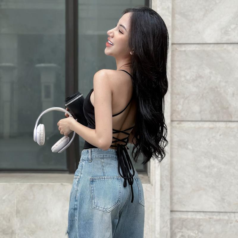 Áo croptop hở lưng buộc dây TiQi Jeans A206