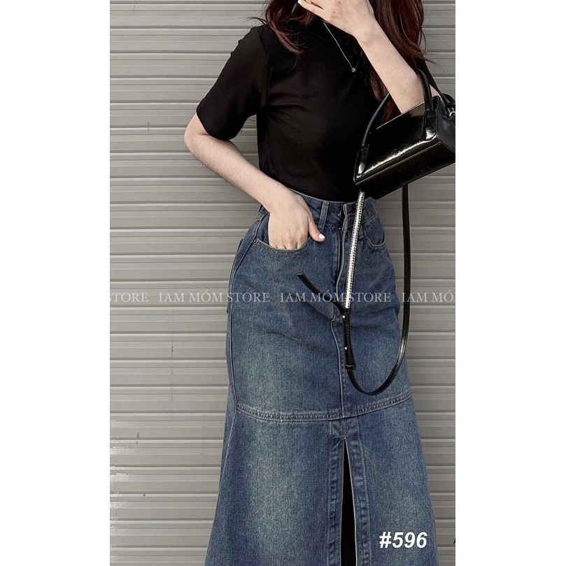 Chân váy bò xẻ trước