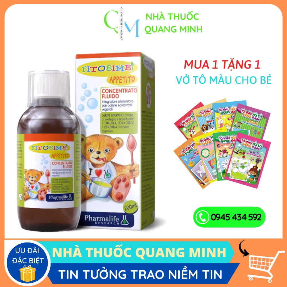 Fitobimbi Appetito, siro ăn ngon, giảm biếng ăn cho bé, giúp bé hấp thu dinh dưỡng hiệu quả (Chai 200ml)