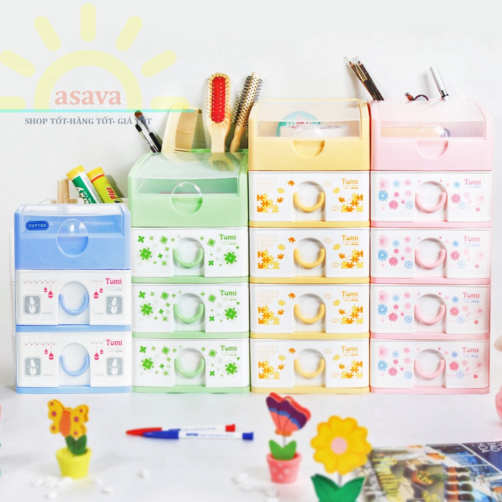 Tủ Nhựa Mini Để Bàn 3 Tầng, 4 Tầng, 5 Tầng Tomi Duy Tân ( Mã 183)- Cỡ Giấy A5, Gọn Đẹp, Cứng Cáp- Gia Dụng Asava.