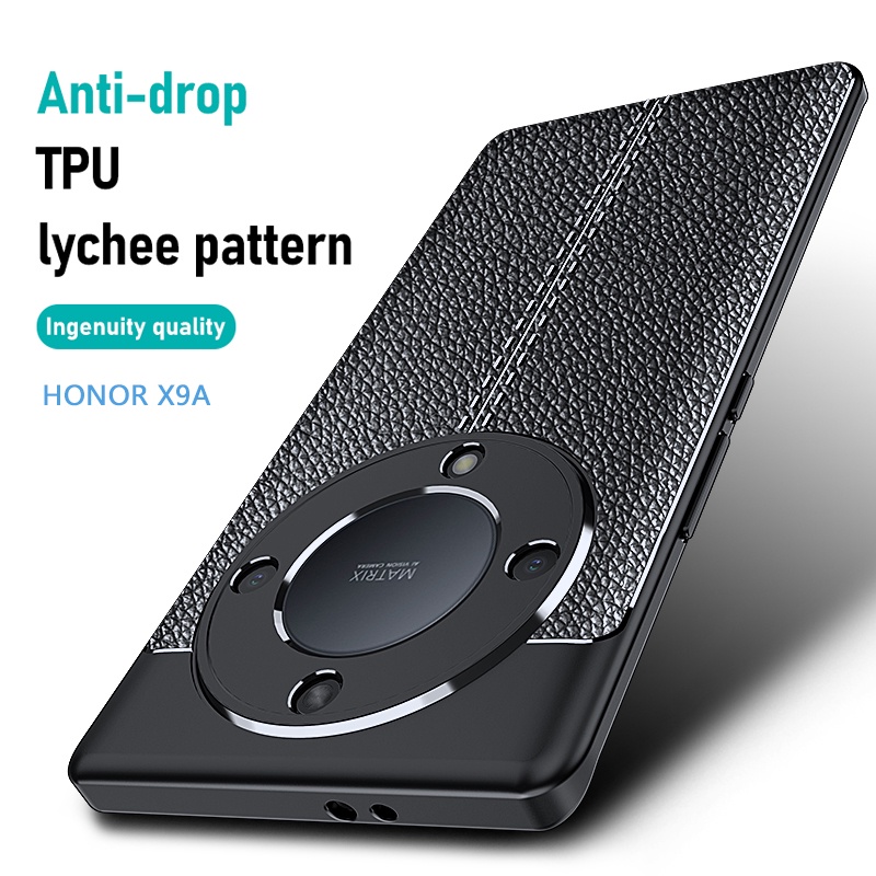 Ốp Điện Thoại TPU Mềm Kết Cấu Litchi Bảo Vệ Cho Honor X9a 5G