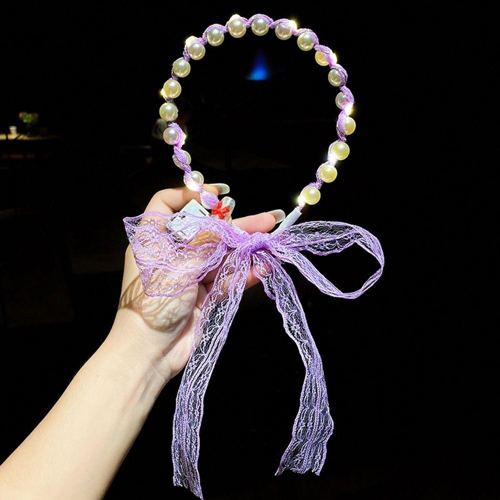 TWINKLE Băng Đô Cài Tóc Phối Ren Và Đèn LED Thời Trang Cho Nữ