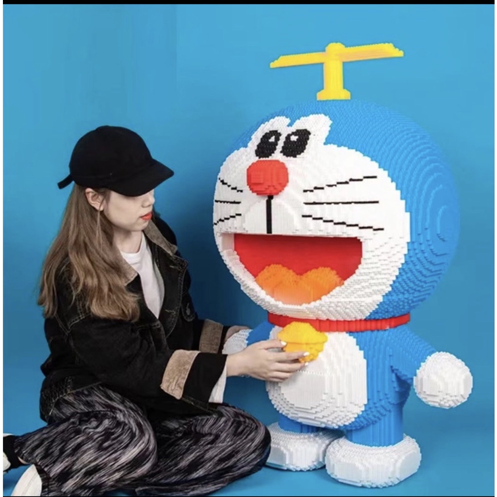 Lắp ráp mô hình le go 3D nhân vậy hoạt hình doraemon cỡ lớn 100cm trưng bày trang trí siêu hot