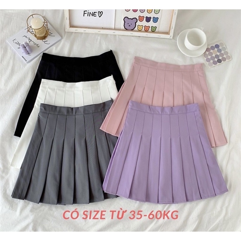 (25-62kg)Chân Váy Tennis Xếp Ly Nhiều màu Có Quần Lót Bên Trong