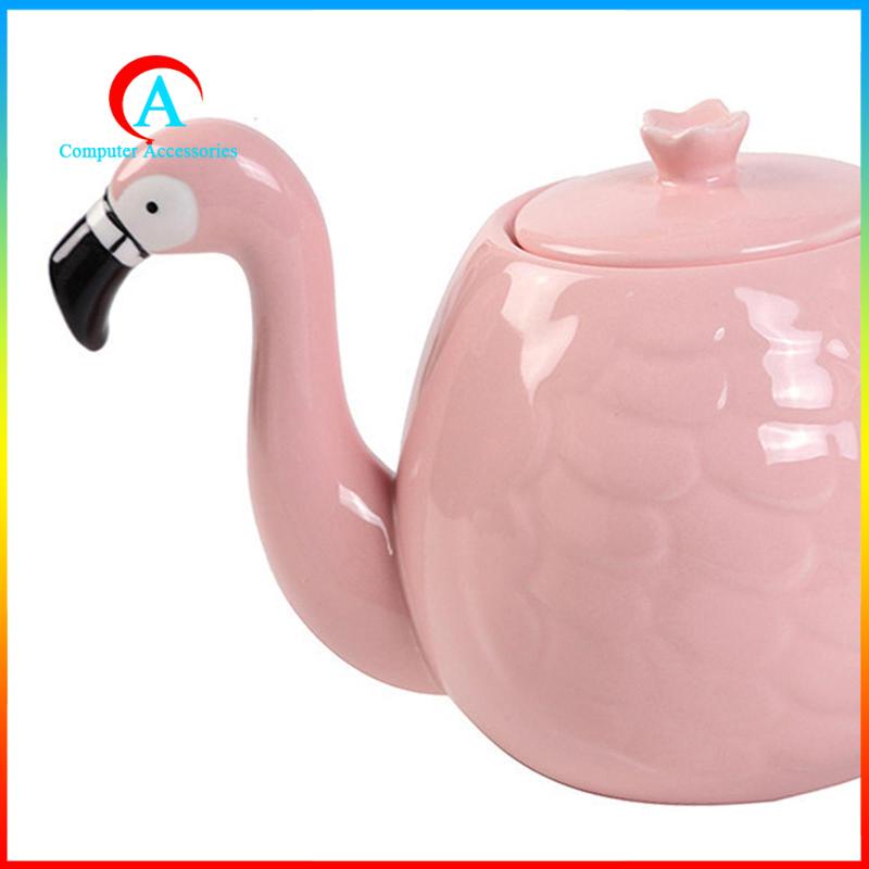 Ấm Trà Sứ Hình Chim Hồng Hạc 3D Sáng Tạo