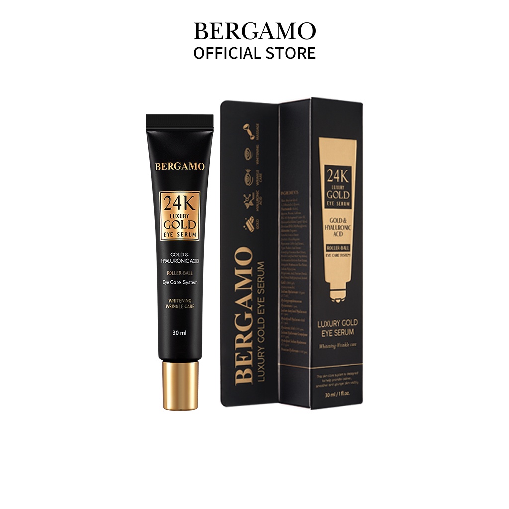 Serum dưỡng da mắt BERGAMO tinh chất vàng 24K dạng đầu lăn 30ml hiệu quả