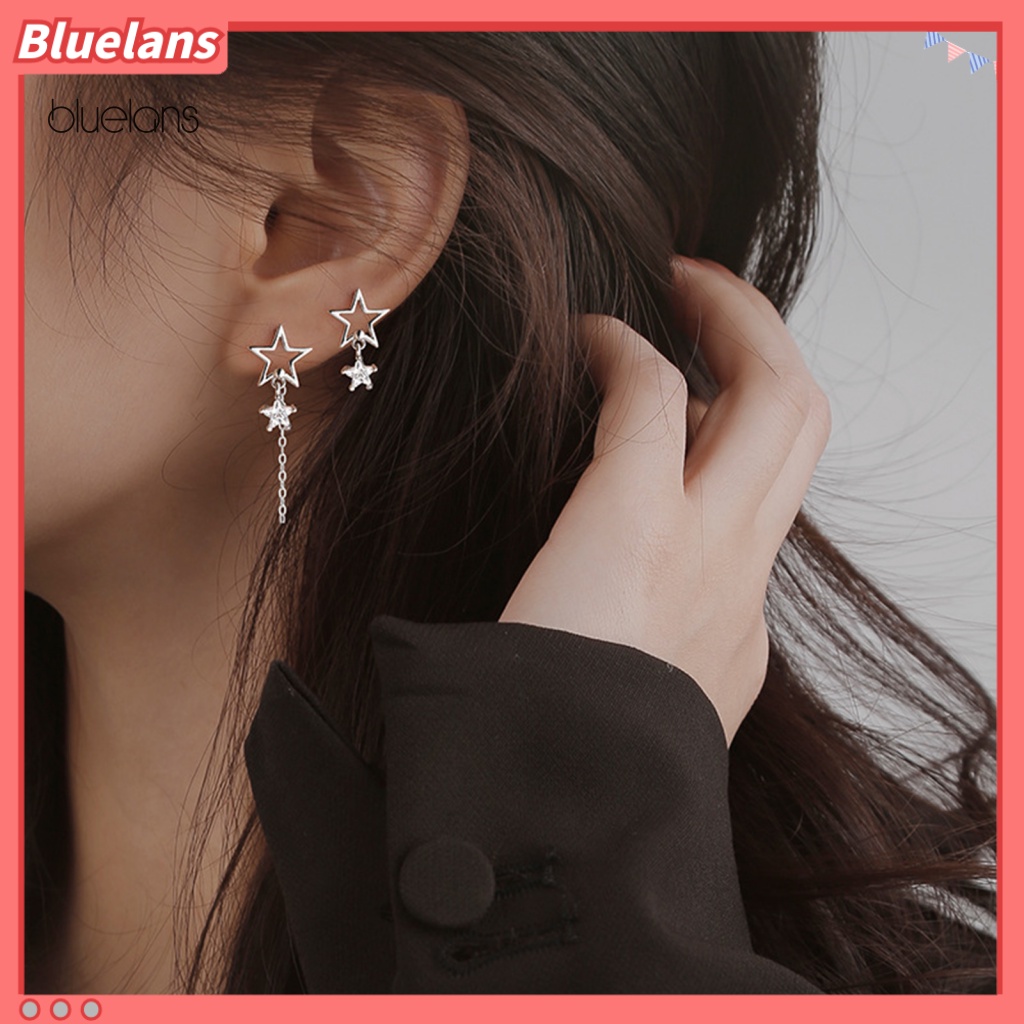 1 Đôi Bông Tai Đính Đá Zircon Hình Ngôi Sao Thời Trang