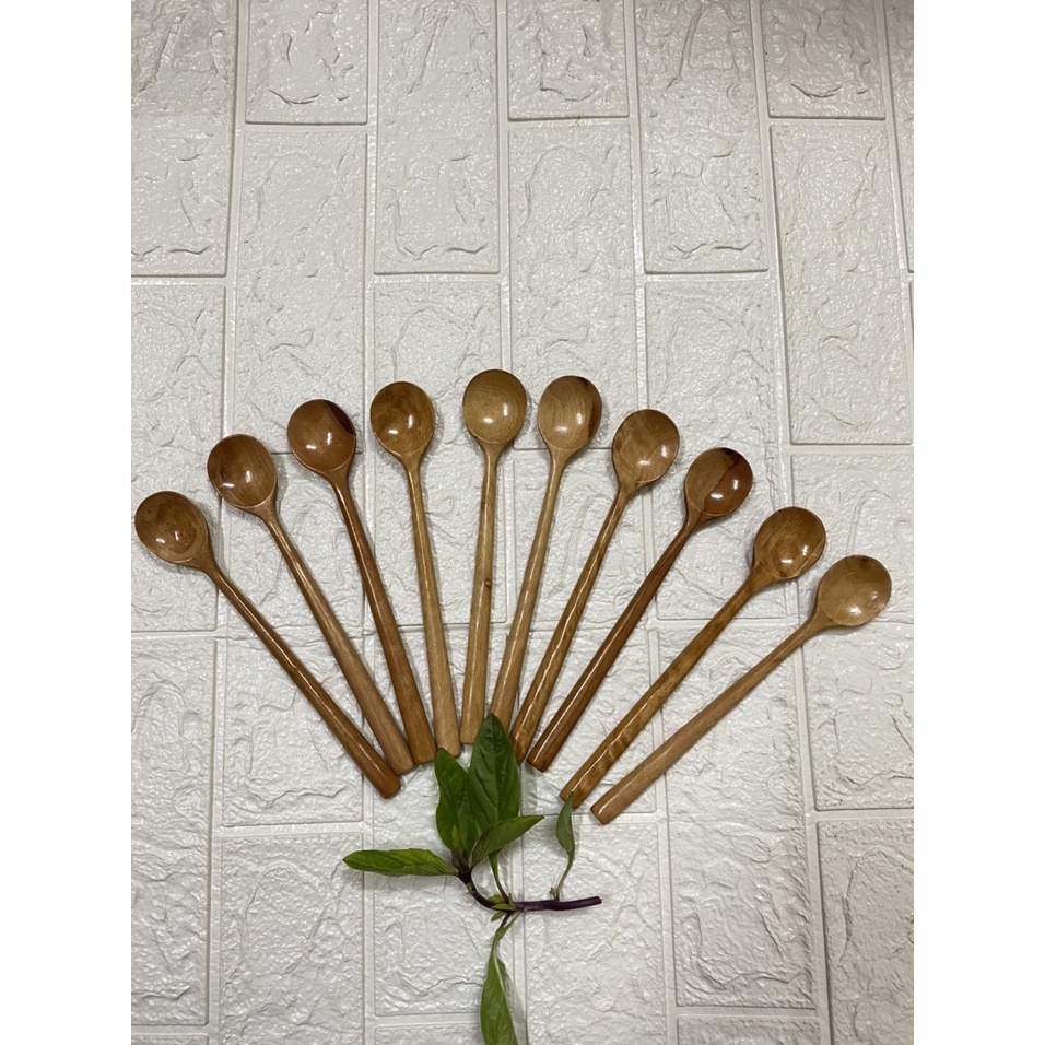 [Bộ 10c] Thìa gỗ, muỗng gỗ, thìa chanh, thìa mật ong, cafe đá KT: 20.5x3.5cm (ảnh thật)