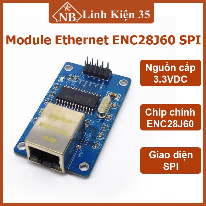 Linh kiện module Ethernet chíp ENC28J60 SPI kích thước 56x34mm