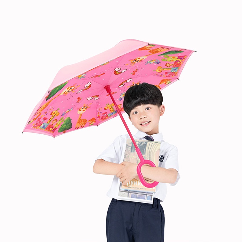 Dù Hai Lớp Tay Cầm Chữ c Họa Tiết Hoạt Hình Nhiều Màu Sắc Cho Bé