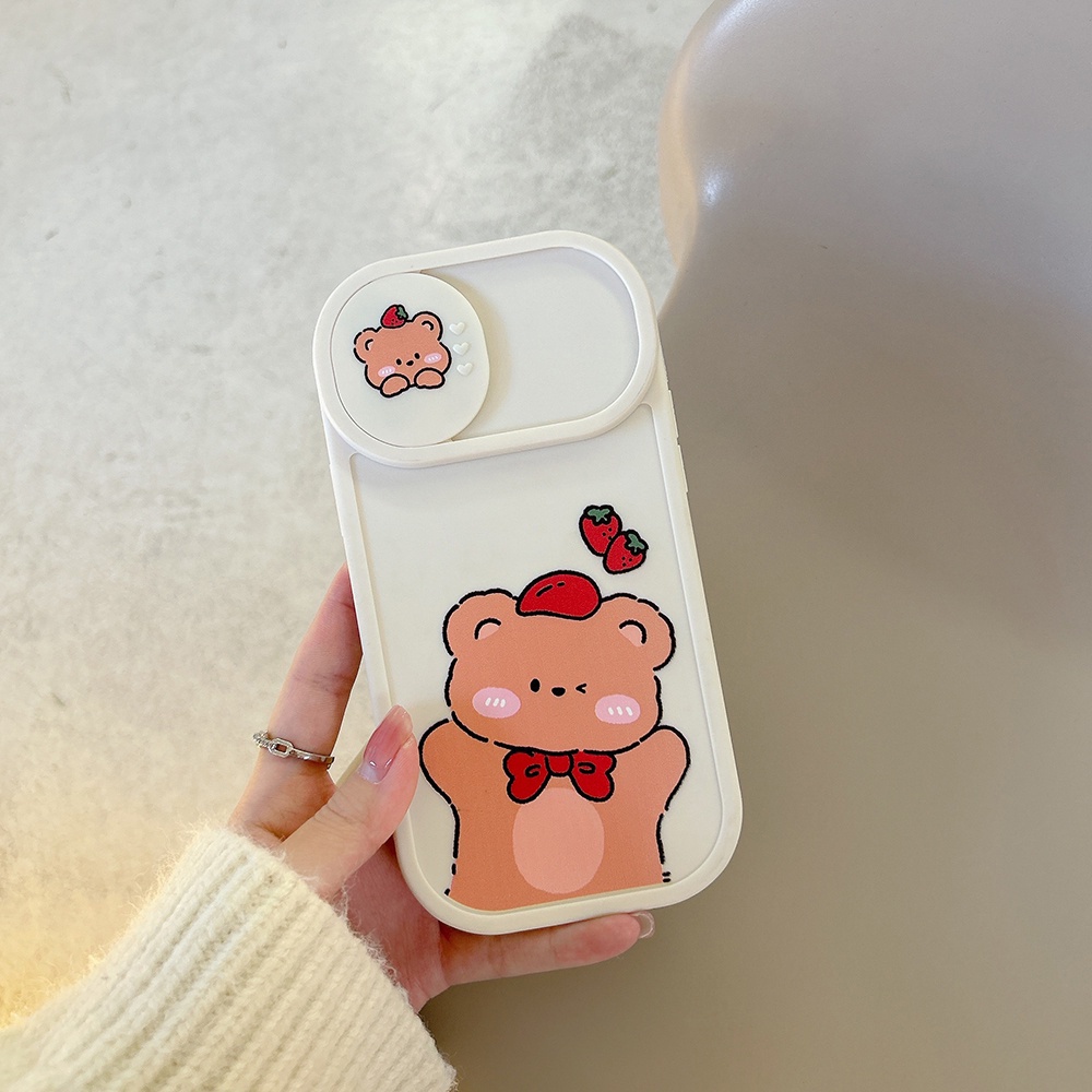 Ốp lưng iphone nắp trượt che camera Gấu dâu tây dành cho ip 6/6s/7/8/x/xr/xs/11/12/13/14/pro/max/plus/promax - sc2002