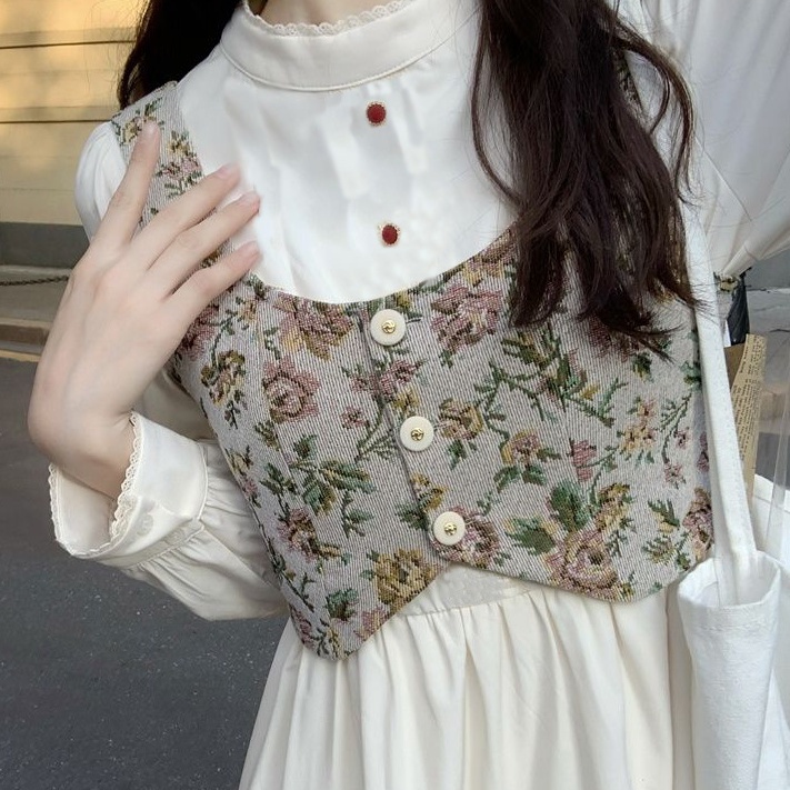 Đầm Ngủ Dáng Dài + Áo Khoác Cộc Tay Dáng Ngắn Phong Cách Vintage Mới