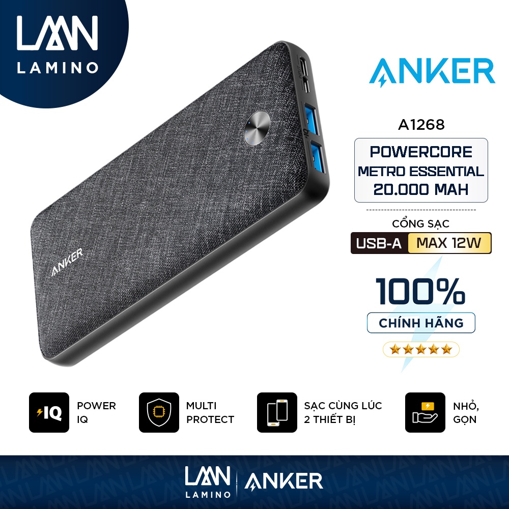 Sạc dự phòng ANKER PowerCore Metro Essential 20000mAh - A1268H
