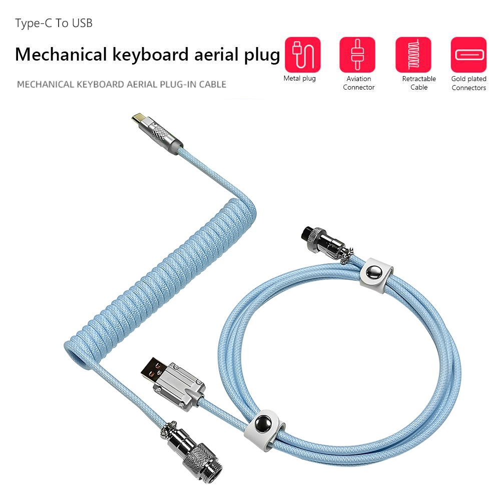 Dây Cáp Truyền Dữ Liệu Xoắn Ốc Type-C Sang USB Cho Bàn Phím Cơ