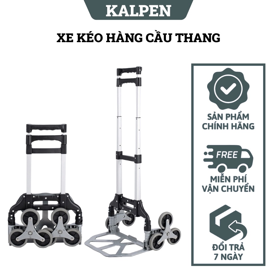 Xe kéo hàng, Xe đẩy cầu thang thông minh gấp gọn 3 bánh Kalpen, Thương hiệu Đức, Bảo hành chính hãng 12 tháng