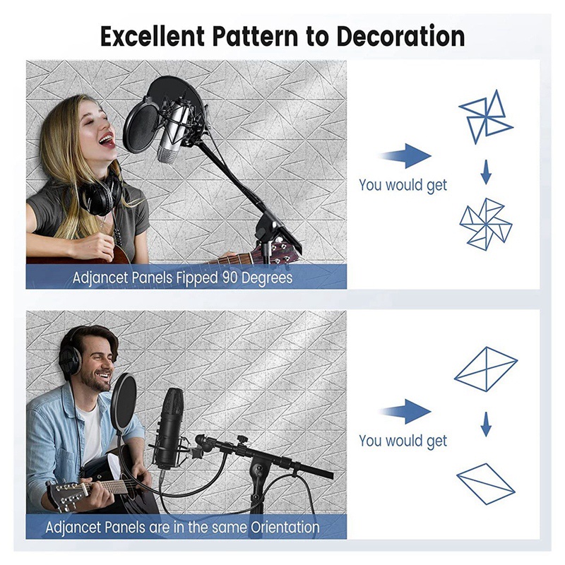 Set 12 Tấm Xốp Cách Âm Tự Dính 12X 12X 0.4Inch Màu Xám / Bạc Tiện Dụng