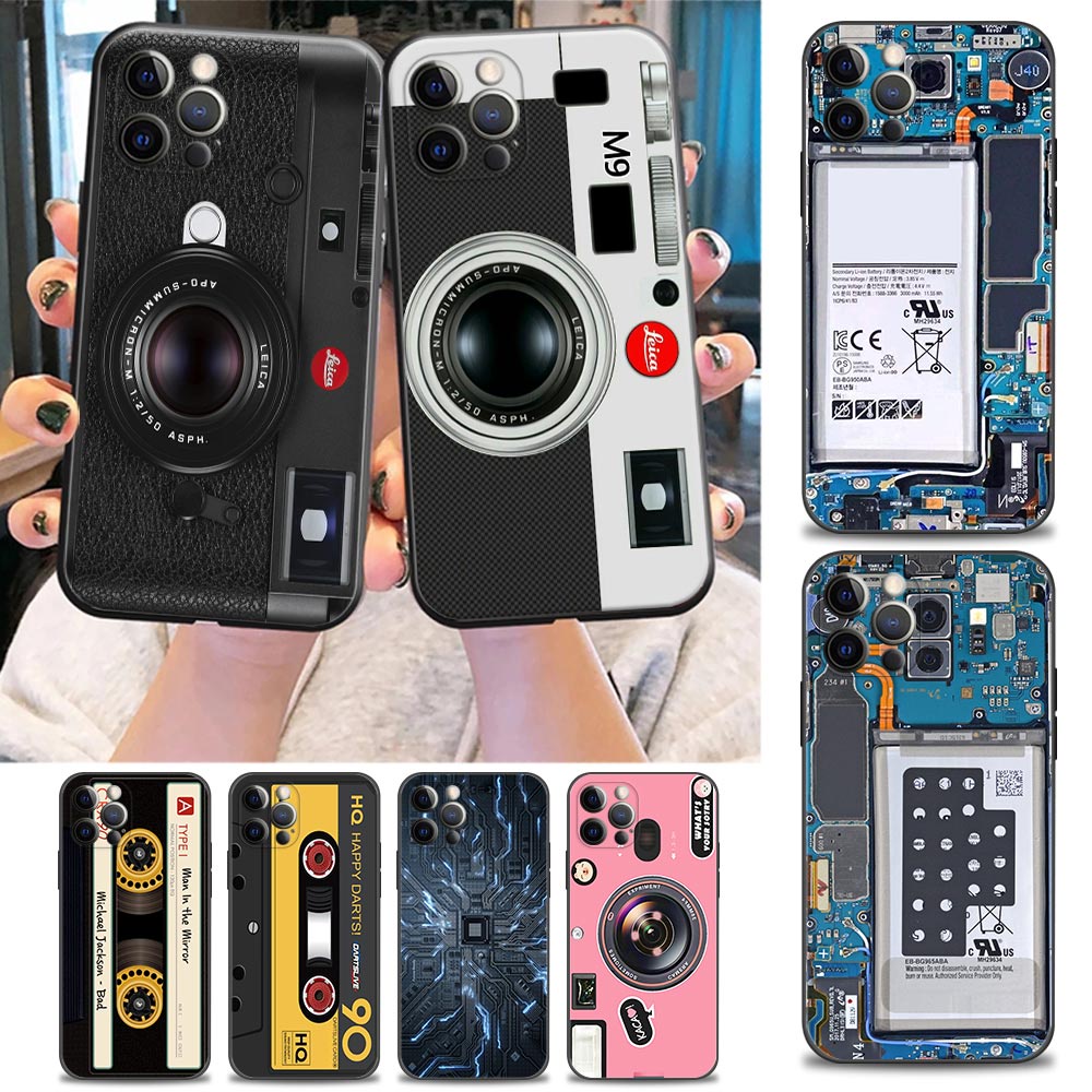 Retro Cũ Camera M9 Siêu Mỏng Màu Đen Vỏ Điện Thoại Dành Cho iphone 11 12 13 14 Pro Max mini Xs Max X Xr iphone SE 2020 7 8 6 6S Plus Ốp Lưng Silicon Mềm Chống Sốc
