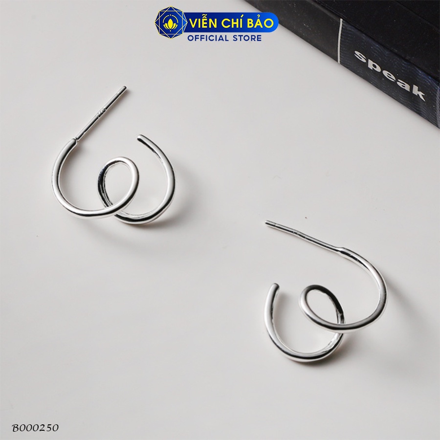 Bông tai xoắn cá tính chất liệu bạc Thái 925 thời trang phụ kiện trang sức nữ Viễn Chí Bảo B000250